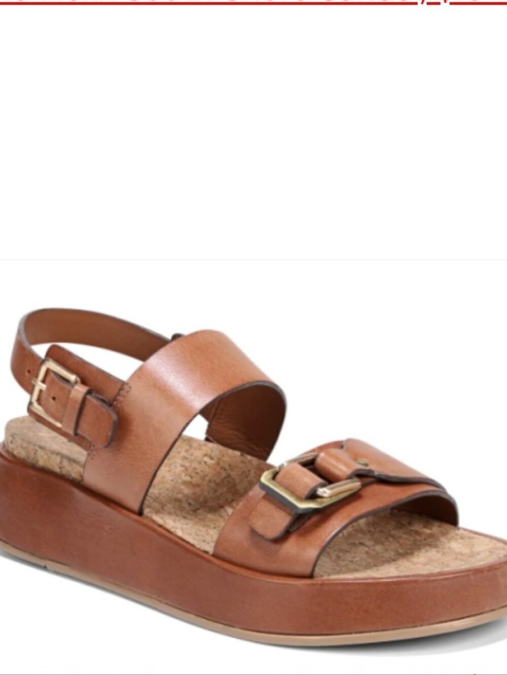 27 Edit Melyssa Wedge Comfort Sandals Light Brown Leather Cork Footbed Size 11